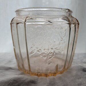 Vintage Pink Anchor Hocking Mayfair Glass  Floral Embossed Design